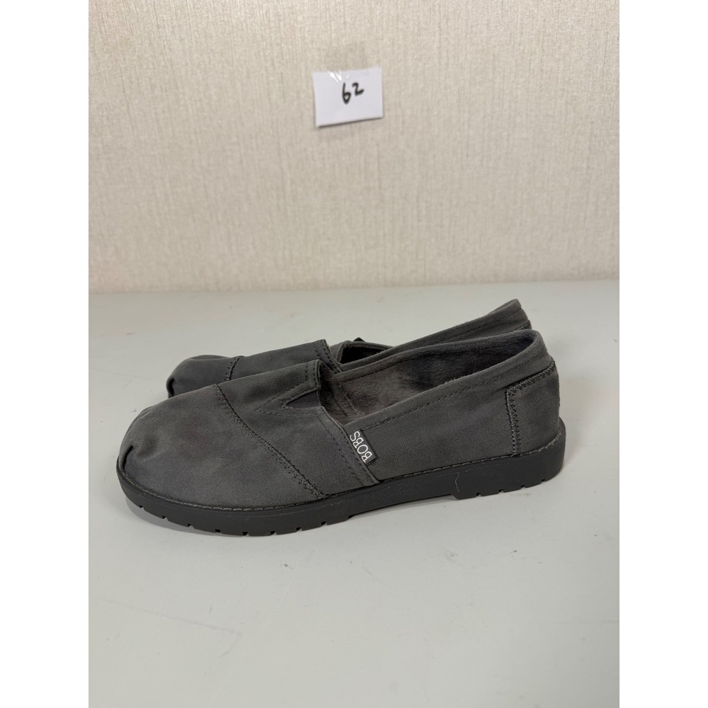 Skechers BOBS Chill Luxe Gray Faux Fur Lined Slip On Shoes 113352 Womens 9 - Picture 2 of 9